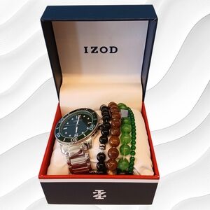 Izod Men's Stainless Watch and 4-Bracelet Set, Asst. Colors, New in Box.